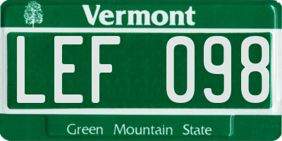VT license plate LEF098