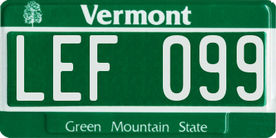 VT license plate LEF099