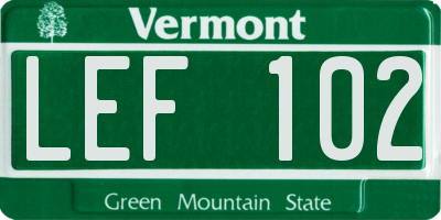 VT license plate LEF102