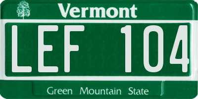 VT license plate LEF104