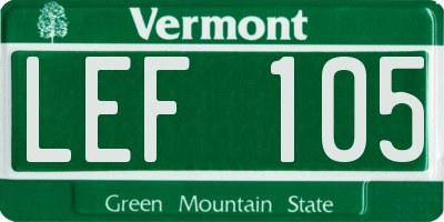 VT license plate LEF105