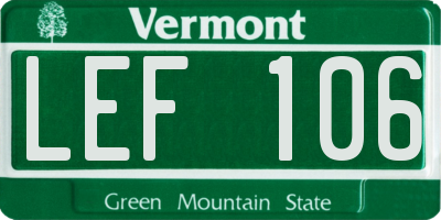 VT license plate LEF106