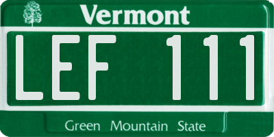 VT license plate LEF111