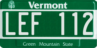 VT license plate LEF112