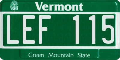 VT license plate LEF115