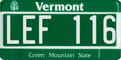 VT license plate LEF116