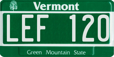 VT license plate LEF120