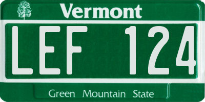 VT license plate LEF124