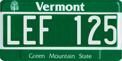VT license plate LEF125