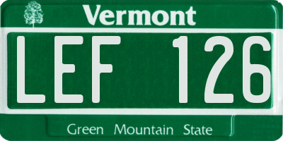 VT license plate LEF126