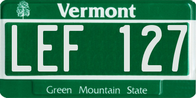 VT license plate LEF127