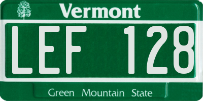 VT license plate LEF128