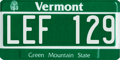 VT license plate LEF129