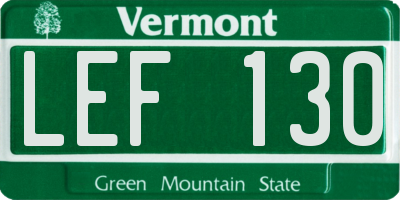 VT license plate LEF130