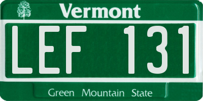 VT license plate LEF131