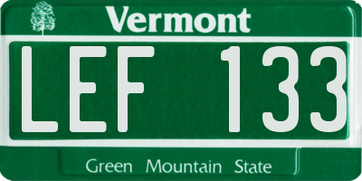 VT license plate LEF133