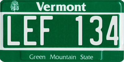 VT license plate LEF134