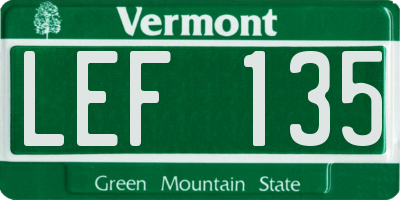 VT license plate LEF135