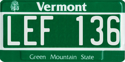 VT license plate LEF136