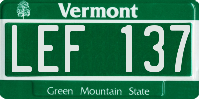 VT license plate LEF137