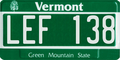 VT license plate LEF138
