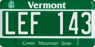 VT license plate LEF143