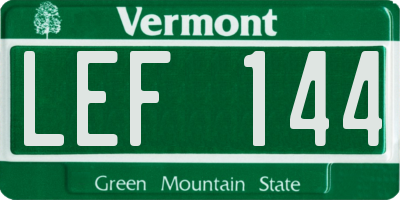 VT license plate LEF144