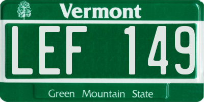 VT license plate LEF149