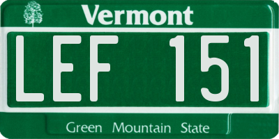 VT license plate LEF151