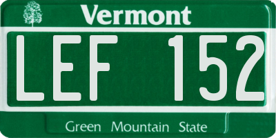 VT license plate LEF152