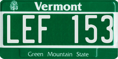 VT license plate LEF153