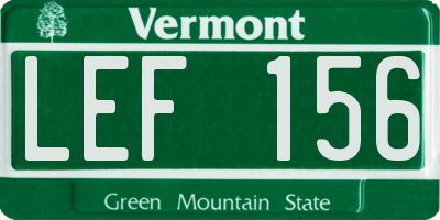 VT license plate LEF156