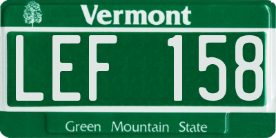 VT license plate LEF158