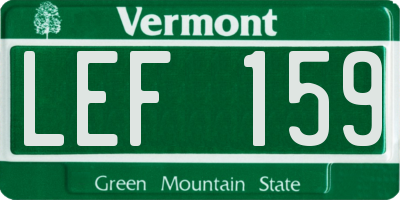 VT license plate LEF159