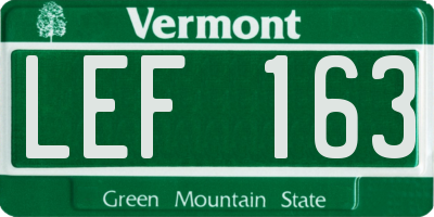 VT license plate LEF163