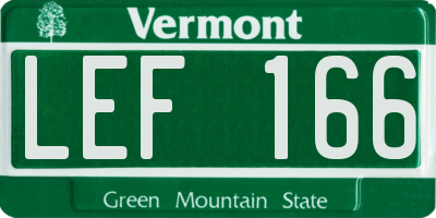 VT license plate LEF166