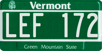VT license plate LEF172