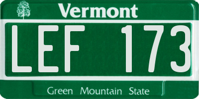 VT license plate LEF173