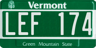 VT license plate LEF174