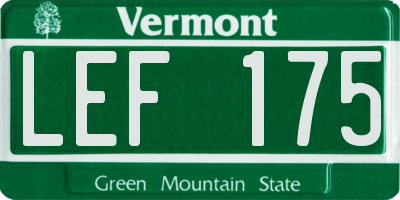 VT license plate LEF175