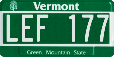 VT license plate LEF177