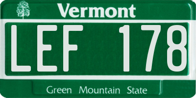 VT license plate LEF178