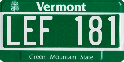 VT license plate LEF181