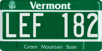 VT license plate LEF182