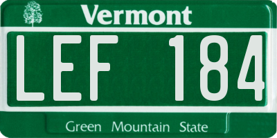 VT license plate LEF184