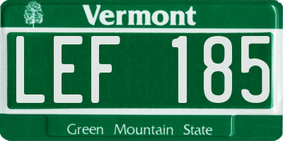VT license plate LEF185