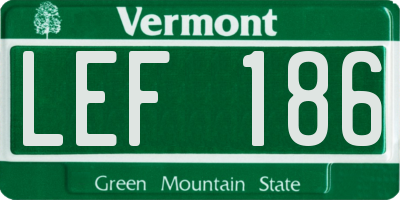 VT license plate LEF186