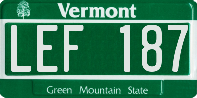 VT license plate LEF187