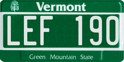VT license plate LEF190
