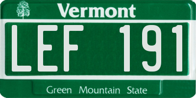 VT license plate LEF191